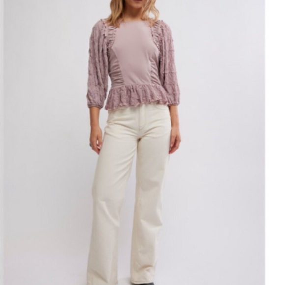 NWT FREE PEOPLE Olivia Pale Mauve Top SZ: L - Picture 5 of 7